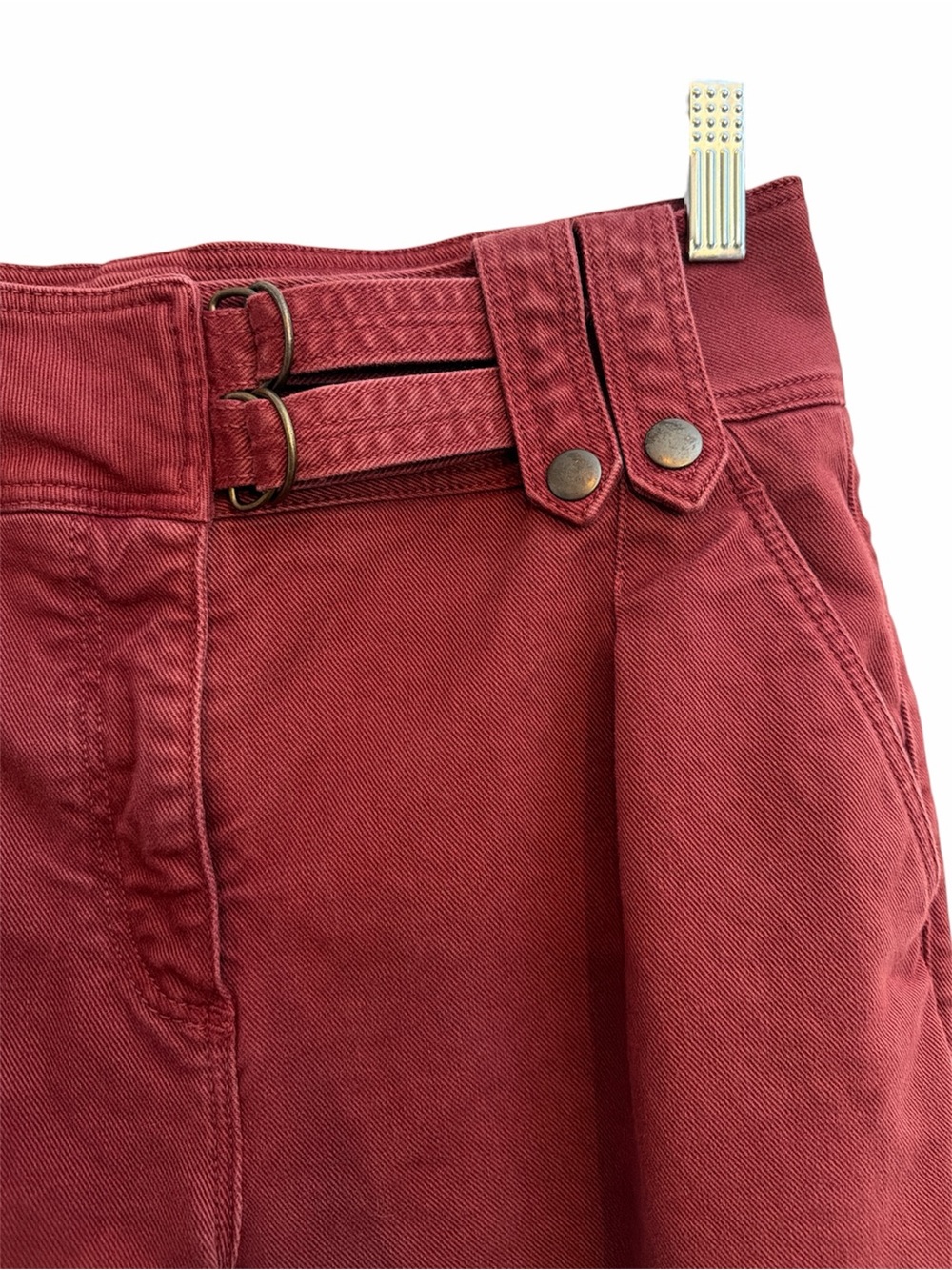 Sézane High-Waist Double-Buckle Leon Trousers — Dusty Mauve (Lie De Vin) - Picture 4 of 16